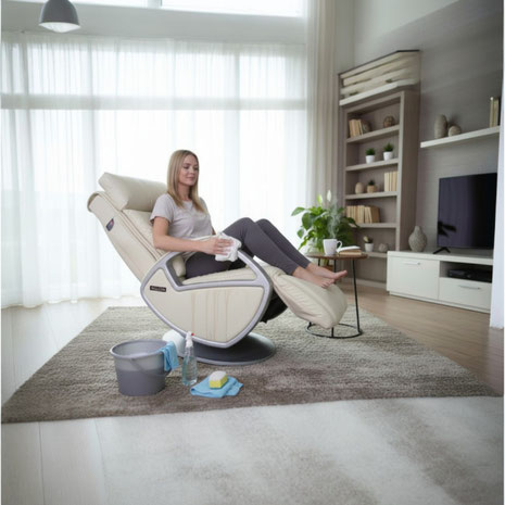 Massagesessel pflegen: Kunstleder und Echtleder sicher reinigen, Flecken entfernen, Nähte schonen, Leder danach pflegen, mit kurzer Routine.