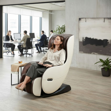 Massagesessel gegen Nackenverspannungen: Erfahren Sie, welche Shiatsu-, Wärme- und Scan-Funktionen im Büro und Homeoffice wirklich helfen, plus Routine.