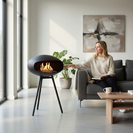 Setzen Sie mit einem Ethanol-Kamin stilvolle Akzente. Genießen Sie umweltfreundliche Wärme, einfache Montage und vielfach ausgezeichnetes Welcon-Design.