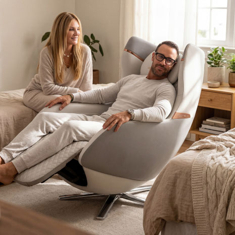 Zuhause als Anti-Stress-Zone, 5 Wege mit Licht, Wärme, Materialien, Ruheplatz und Massagesessel, die bei Stress, Burnout und Schlaf helfen.