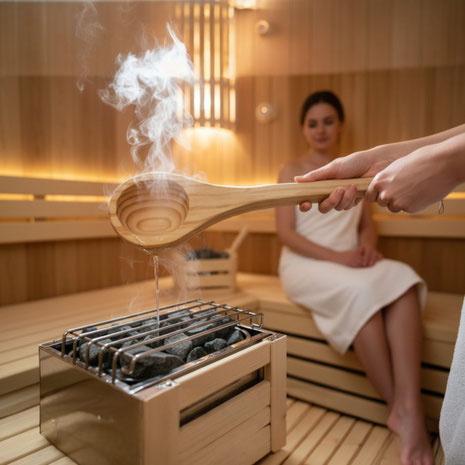 Fußkalt in der Sauna trotz Hitze? Erfahren Sie, wie Luftschichtung entsteht und wie Aufguss plus Handtuch-Wedeln Wärme bis zu den Füßen bringt.