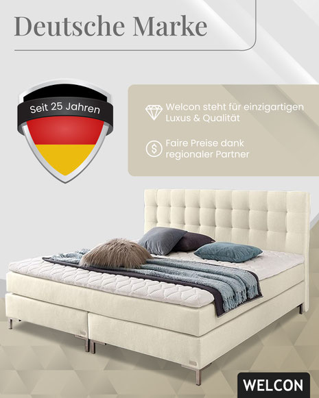Gestalten Sie Ihr Schlafzimmer in Beige mit stilvollen Ideen und maßgeschneiderten Boxspringbetten von Welcon.