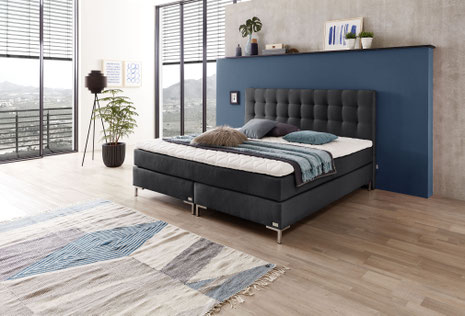 Das Boxspringbett 140x200 schwarz bietet eleganten Schlafkomfort für Singles und Paare, überzeugt durch zeitloses Design und flexible Konfigurationsmöglichkeiten.