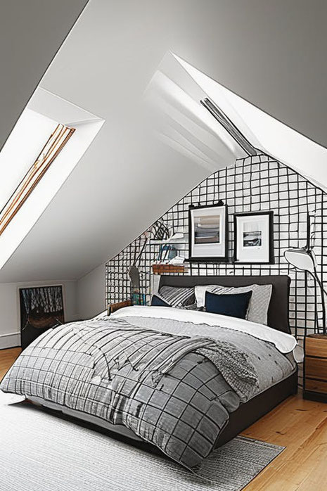 Praktische Ideen für das Schlafzimmer mit Dachschräge, inklusive Tipps für maßgefertigte Möbel, clevere Stauraumlösungen und stilvolle Gestaltung.