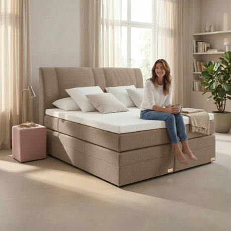 Wer ein Boxspringbett nach Wunsch konfigurieren will, findet hier Tipps zu Größe, Härtegrad, Topper, Bezug und Komfort für jedes Schlafzimmer.