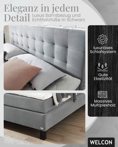 Welcon Boxspringbetten online kaufen: Hochwertige Modelle flexibel auf Rechnung oder in Raten bezahlen. Komfort, Qualität und Stil für erholsamen Schlaf!