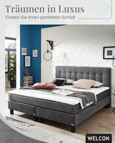  Gestalten Sie Ihr ideales Schlafzimmer mit den maßgeschneiderten Boxspringbetten von WELCON. Erleben Sie höchsten Komfort, optimale Funktionalität und zeitloses Design.
