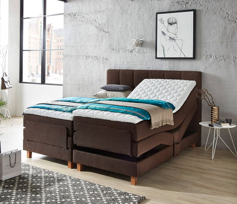 Das Boxspringbett Zürich mit Motor vereint individuelle Verstellmöglichkeiten, hochwertige Verarbeitung und edles Design für nachhaltigen Schlafkomfort.