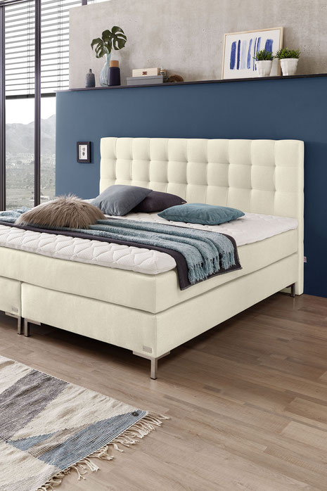 Boxspringbett 160x200 beige vereint modernen Stil mit höchstem Komfort, punktet durch flexible Ausstattung und zeitloses Design für Ihr Schlafzimmer.