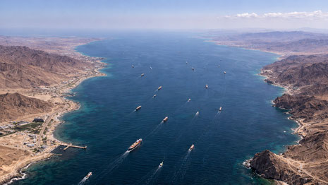 A narrow strait with oil tankers