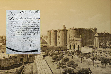 lettre de cachet permettant au roi d'emprisonner à la Bastille n'importe quel sujet (embastiller)