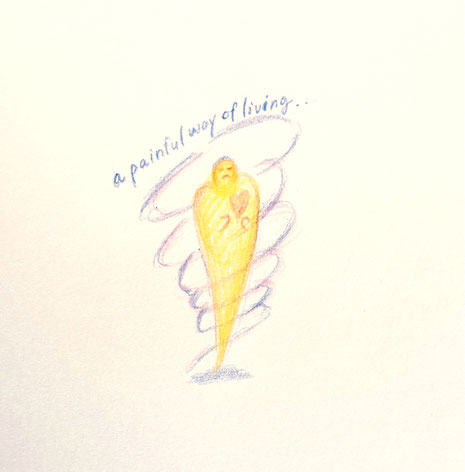 苦しい生き方のスパイラルのイメージイラスト