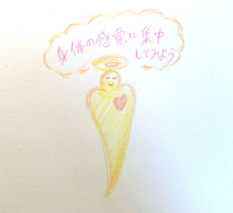 身体の感覚に集中するマインドフルネスのイラスト