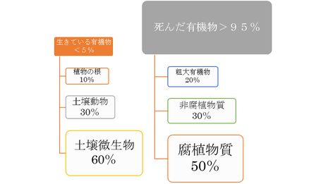 土壌中の有機物の構成割合の図