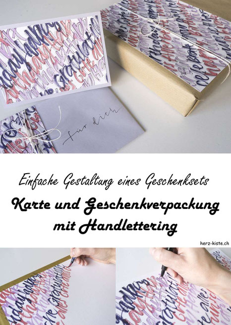 DIY Anleitung: so kannst du ganz einfach ein Geschenkset selber gestalten mit Handlettering - Karte und Geschenkverpackung sind einzigartig und persönlich!