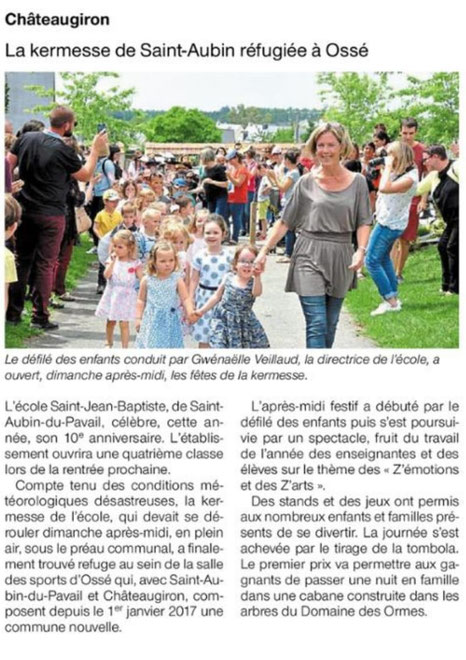 Kermesse Ecole Saint Jean Baptiste Saint Aubin du Pavail Chateaugiron