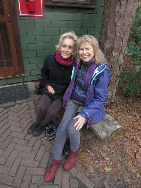 Pamela with Terry Barton at the Lagoon Cabin, Meher Center, Myrtle Beach, SC.