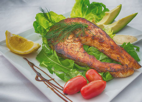 Minimalist Biohacker Unprocessed Food Salmon on Salad