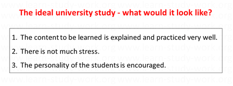 The ideal university study: very good explanations, not much stess, the paersonality is encouraged - www.learn-study-work.org