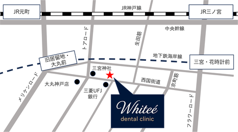 地図：Whiteé dental clinic（ホワイティデンタルクリニック）