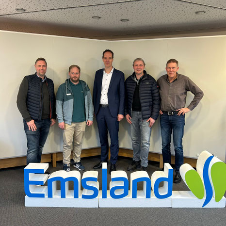 Hubertus Nortmann WSG Hümmling-Ost, P. Gründer Fachbereichsleiter Umwelt, Kreisbaurat Dr. M. Kiehl, Reinhard Deters FBG Lähden und Umgebung, Andreas Perkmeyer WSG Hümmling-Süd