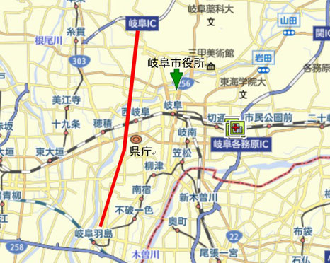 赤線がさしあたって想定されるLRT路線