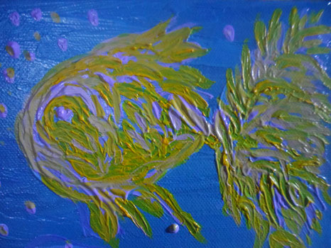 MAMMA, MI DISEGNI UN PESCE? - 2011 olio su tela 13 x 18