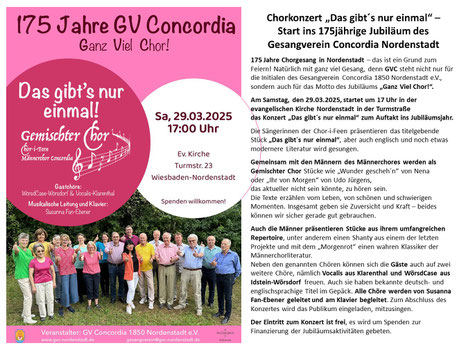 GV Concordia Chorkonzert Männer und Frauenchor Chor-i-Feen 29.3.2025