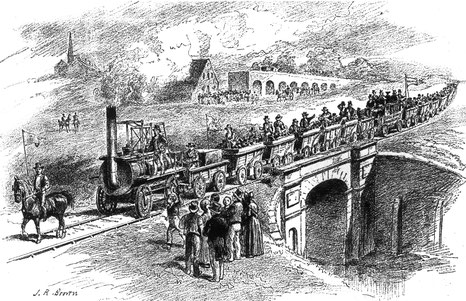 The opening of the Stockton-Darlington Railway 1825 - click to enlarge.
