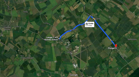 How to get to Plungar from Langar - image from Google maps