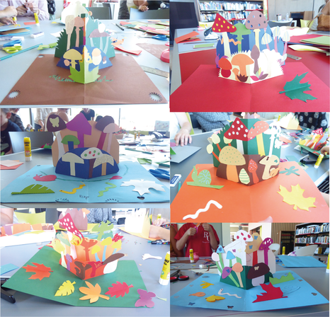 Atelier carte pop-up enfant sur le thème du pli montagne