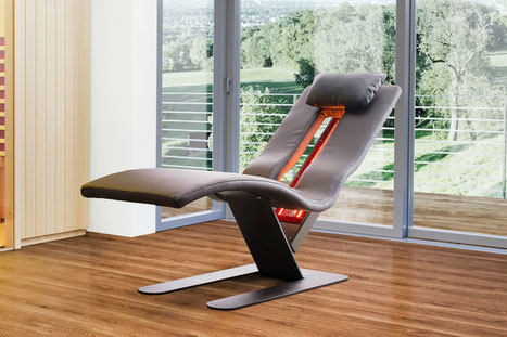 Infrarotliege Grenada Metall in Schwarz mit ergonomisch geschwungener Liegefläche