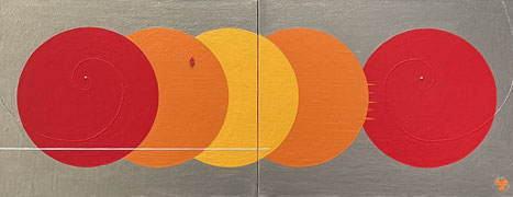 PLANETARY ALIGNMENT 2   820mm*318mm(410mm*318mm each)   F6*2   2025 acrylic on canvas, wood