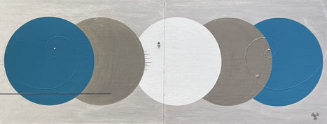PLANETARY ALIGNMENT 3   820mm*318mm(410mm*318mm each)   F6*2   2025 acrylic on canvas, wood