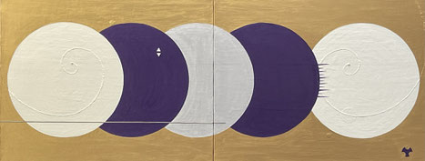 PLANETARY ALIGNMENT 4   820mm*318mm(410mm*318mm each)   F6*2   2025 acrylic on canvas, wood