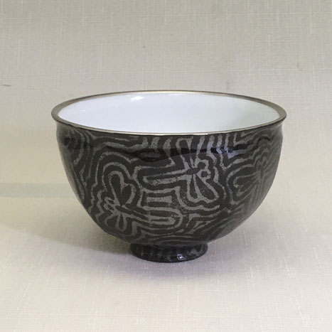 アート・ムトウ｜末岡信彦｜銀黒釉 勝虫紋 碗