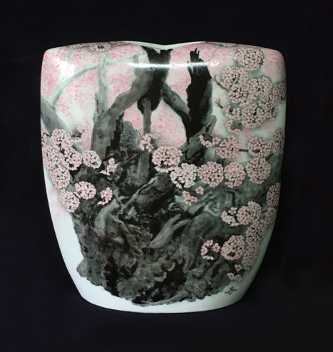 アート・ムトウ｜末岡信彦｜釉描色絵 老楼樹「神代桜」大扁壷