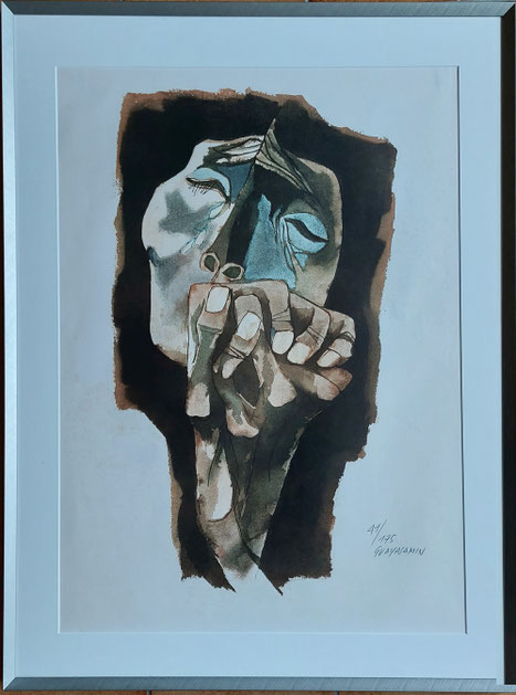 Oswaldo Guaysamin: o.T. Originalgrafik gerahmt ca. 90 x 70 41/175 Preis: 1200 Euro