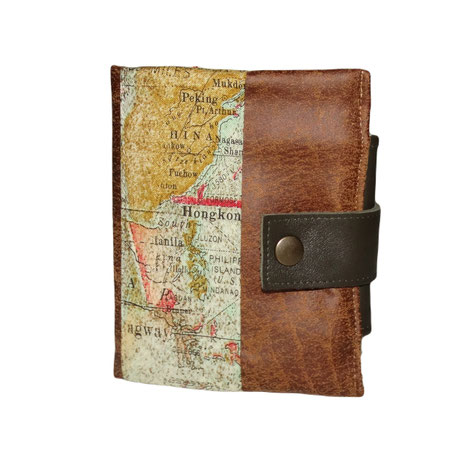 Petit portefeuille compact homme,tissu mappemonde, carte, voyage, aventure, géographie, 6 porte-cartes, cadeau homme original et pratique