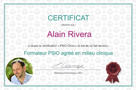 Certificat de formateur PSIO agréé en milieu clinique – Alain Rivera