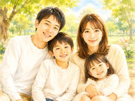 チャットGPT画像生成　家族写真をイラスト化
