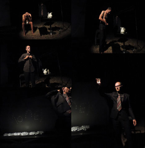 Performance artistique de l'artiste bordelais Laurent Valera sur la privatisation de l'eau