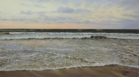 Evening Light Baltic Sea, Pastel on Pastelmat, 40x70cm, 2012, Private Collection