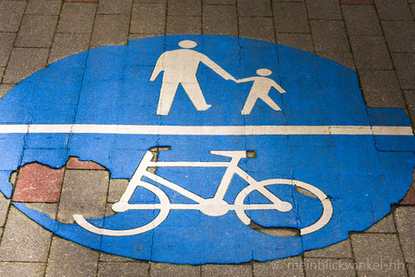 Fußgänger Fahrradweg Blau Fahrrad Schild
