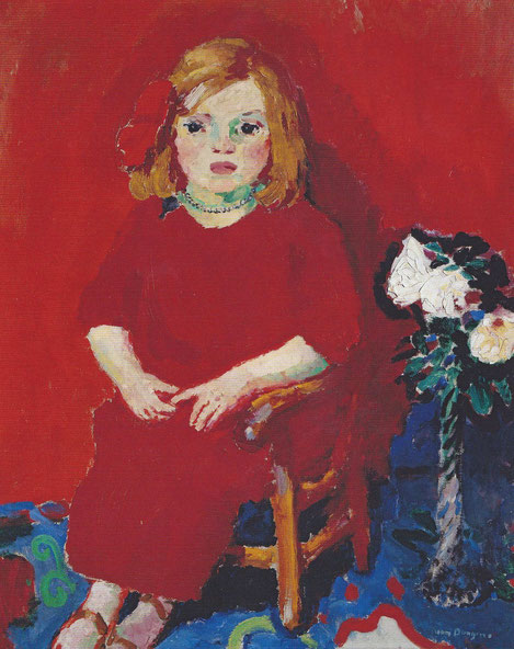 Kees van Dongen,Niña con vestido rojo 1909.Retrato de Dolly hija del pintor, aparece seria y tímida, inundada por el color rojo.