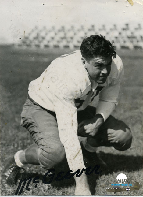 Joe McGEEVER playing football, it looks like he is wearing a 517th football shirt. Source: Montana State University Archives