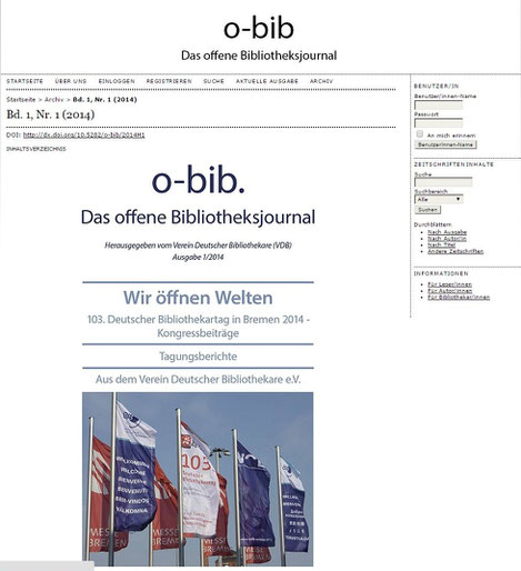 Titelseite des ersten Heft von o-bib