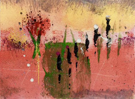 Viandanti e passione, 2018, tecnica mista, 13 x 10 cm