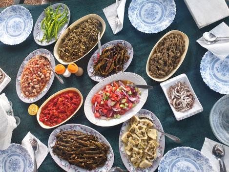 The dinner that Jüsin invites us to. All organic from their garden.