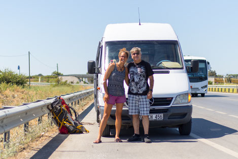 Viviane and Eddy at the Drop off place near Antalya.